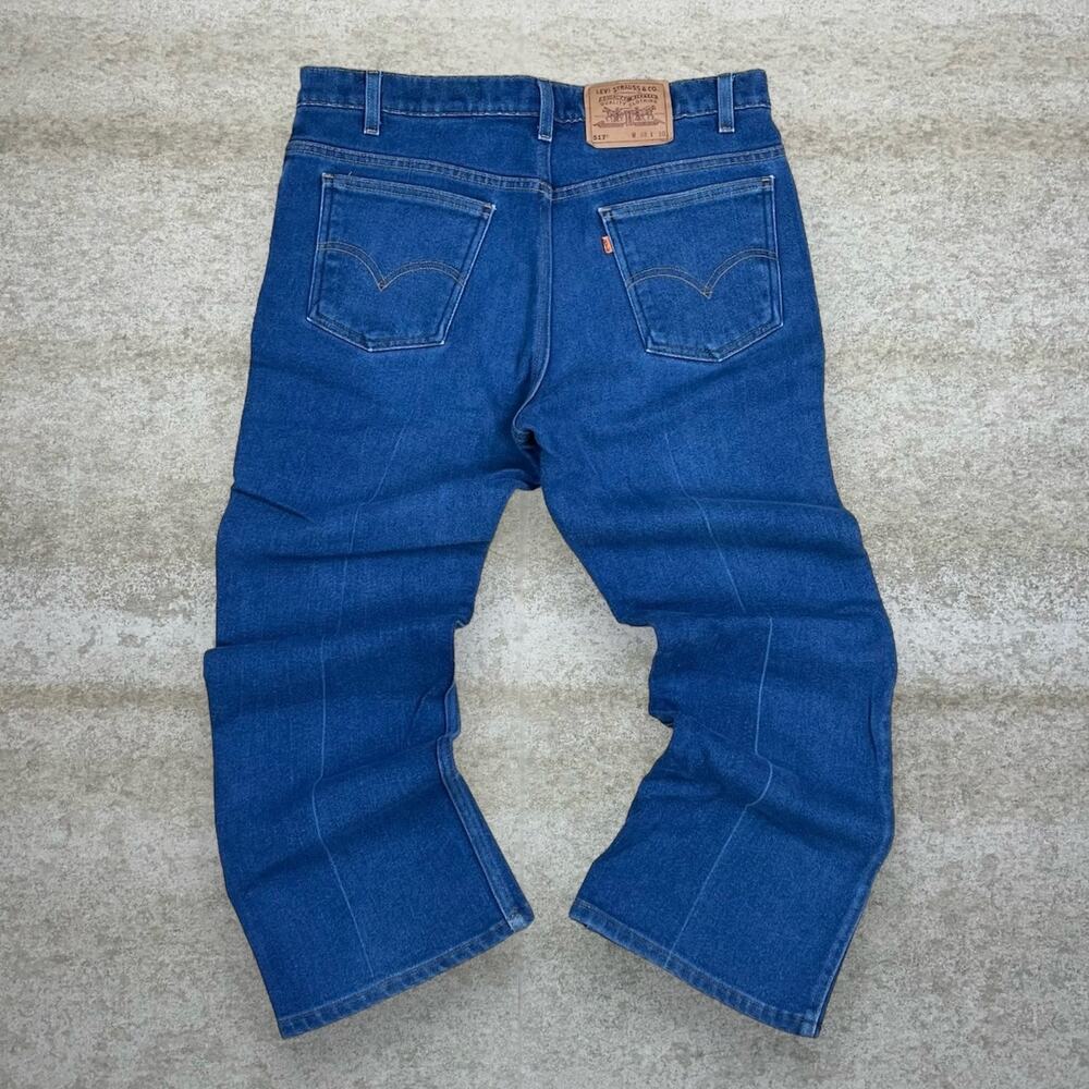 Vintage 90s Orange Tab Levis 517 Jeans 38x30 Bootcut Flared Fit Dark Wash